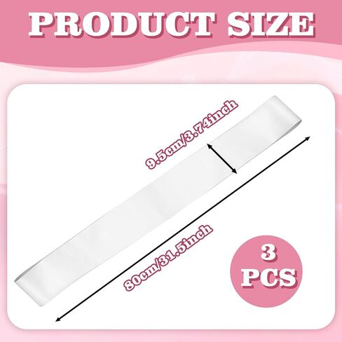 3Pcs White Sashes Blank, Plain Pageant Decorate Satin Sashes for Graduation Sash Birthday Bridal Shower Wedding Party Decorations Make Your Own in Saudi Arabia