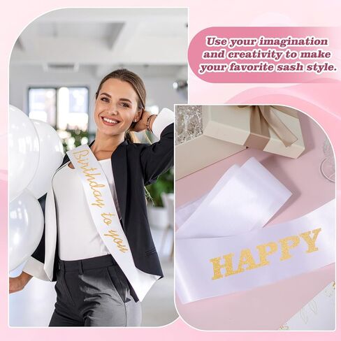 3Pcs White Sashes Blank, Plain Pageant Decorate Satin Sashes for Graduation Sash Birthday Bridal Shower Wedding Party Decorations Make Your Own in Saudi Arabia