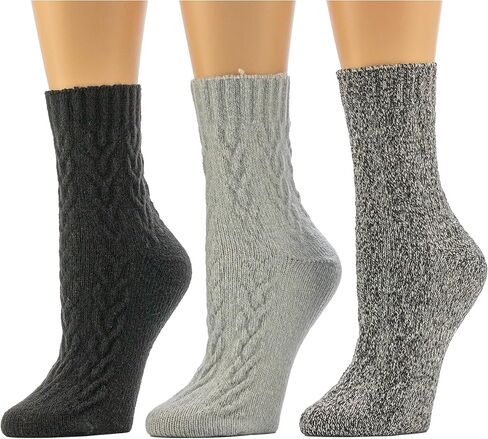 Bearpaw Womens 3 Pair Pack Super Super Modernolor Multicsorted Easy Care Solid Carge Cable Come Conval Color in Saudi Arabia