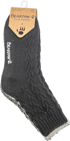 Bearpaw Womens 3 Pair Pack Super Super Modernolor Multicsorted Easy Care Solid Carge Cable Come Conval Color in Saudi Arabia