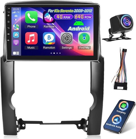 [2+64G] راديو سيارة لكيا سورينتو 2009-2012 مع تشغيل لاسلكي وأندرويد أوتو - ستيريو سيارة أندرويد 10.1 بوصة تعمل باللمس - واجهة مستخدم متعددة/نظام تحديد المواقع العالمي/واي فاي/SWC + كاميرا احتياطية AHD in Kuwait
