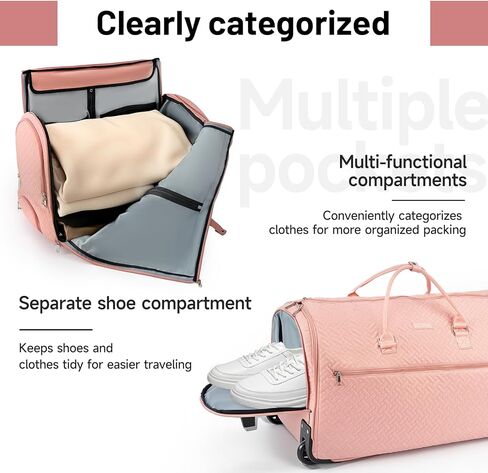 93L Carry On Garment Duffle Bag مع عجلات ، حقيبة ملابس قابلة للتحويل قابلة للتحويل للسفر مع مقصورة الأحذية ، حقيبة بدلة مقاومة للماء للرجال للرجال نساء in Kuwait