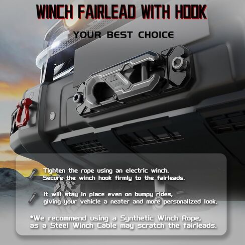 10 بوصة Winch fairlead مع خطاف السحب ، خطاف الرافعة البليت - مرفق ونش الألومنيوم خفيفة الوزن للحبل الاصطناعي - الحد الأقصى للحمل 20،000 رطل ، قيود سريعة لاستعادة الشاحنة على الطرق الوعرة على الطرق الوعرة in Kuwait
