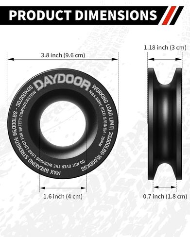 DAYDOOR Heavy Duty Recovery Ring, 66,000 LBS 7075 Aluminum Winch Snatch Ring for Soft Shackle & Synthetic Rope, Essential Off-Road 4x4 Recovery Gear for Truck, Jeep, ATV, UTV(Red) in Kuwait