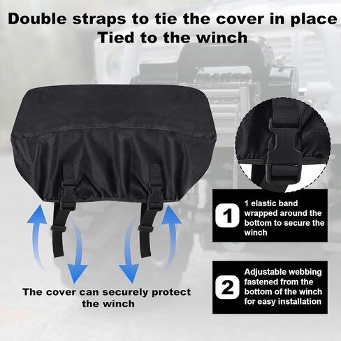 غطاء Winch ، 21.6x9.4x7.5in Winch Winch Protective Cover مقاومة للماء Oxford Shield Shield Weatherproof Protector Auctories For 8500 to 17500 LBS in Saudi Arabia