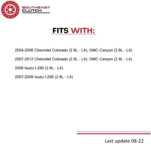 Clutch Kit Works With Canyon Colorado Canyon I-280 I-290 Z71 Z85 SL SLE SLT WT Extended Fleet 2004-2012 2.8L l4 2.9L L4 GAS DOHC Naturally Aspirated in Saudi Arabia