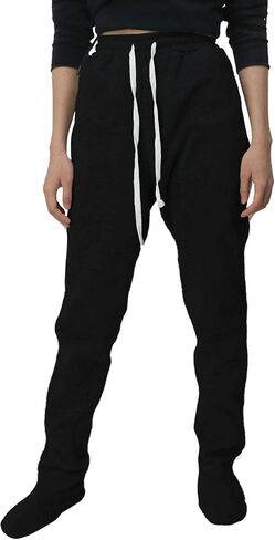 Adult Footed Sweatpants Winter Soft Warm Elastic Waist Solid Sweatpants Casual Loose Loungewear Comfy Trousers with Feet in Saudi Arabia