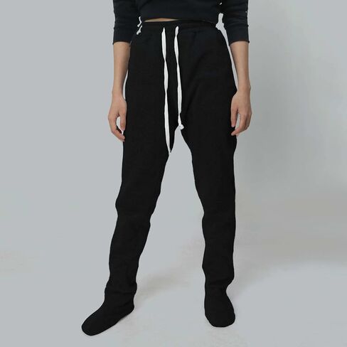 Adult Footed Sweatpants Winter Soft Warm Elastic Waist Solid Sweatpants Casual Loose Loungewear Comfy Trousers with Feet in Saudi Arabia