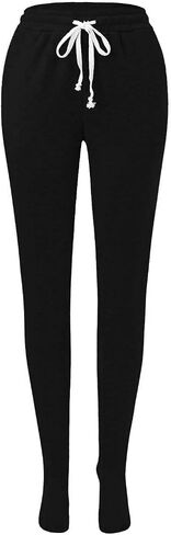 Adult Footed Sweatpants Winter Soft Warm Elastic Waist Solid Sweatpants Casual Loose Loungewear Comfy Trousers with Feet in Saudi Arabia