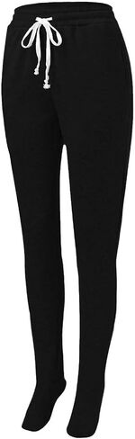 Adult Footed Sweatpants Winter Soft Warm Elastic Waist Solid Sweatpants Casual Loose Loungewear Comfy Trousers with Feet in Saudi Arabia