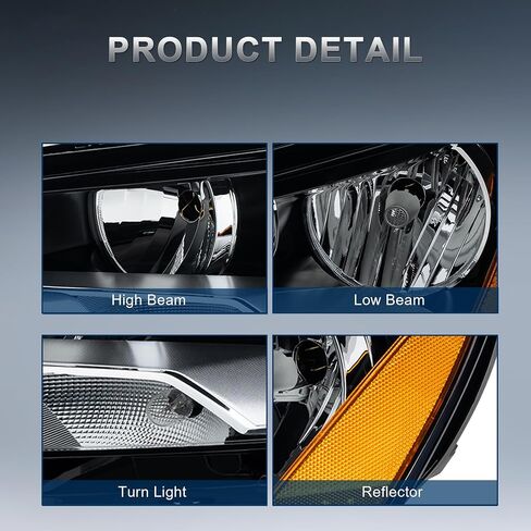 Headlight Assembly Compatible with 2012 2013 2014 2015 VW PASSAT Black Housing/Amber Reflector 561941006D, 561941005D Driver and Passenger side Front Lamp in Saudi Arabia