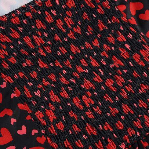 Valentine's Maxi Dresses for Women Heart Print Short Sleeve Pleated Dress Dressy Cute A-Line Flowy Swing Dresses in Kuwait