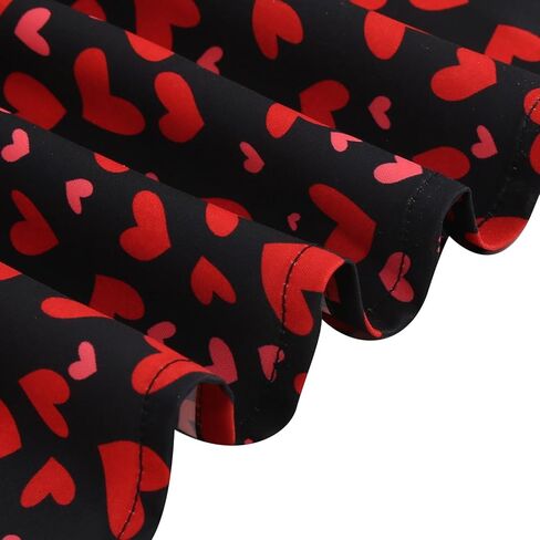 Valentine's Maxi Dresses for Women Heart Print Short Sleeve Pleated Dress Dressy Cute A-Line Flowy Swing Dresses in Kuwait