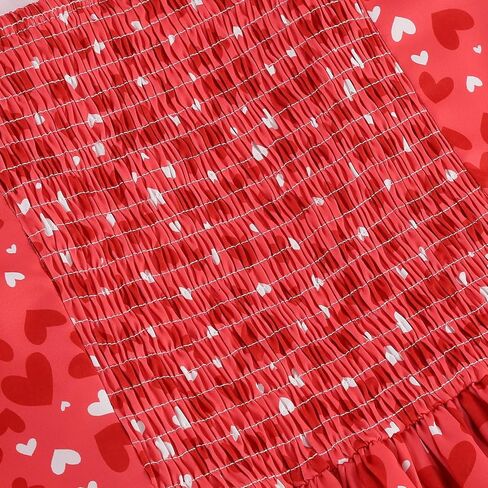 Valentine's Maxi Dresses for Women Heart Print Short Sleeve Pleated Dress Dressy Cute A-Line Flowy Swing Dresses in Saudi Arabia