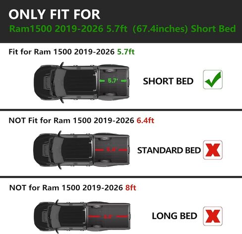 KARPAL Truck Bed Mat for Ram 1500/1500 RHO 2019-2026 & RAM 1500 Classic 2019-2024 5.7 ft Short Bed (67.4 in) Not for Rambox, All Weather TPE Truck Bed Liner Cargo Trunk Accessories for Ram 1500 in Saudi Arabia