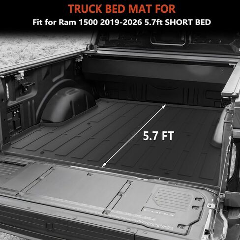 KARPAL Truck Bed Mat for Ram 1500/1500 RHO 2019-2026 & RAM 1500 Classic 2019-2024 5.7 ft Short Bed (67.4 in) Not for Rambox, All Weather TPE Truck Bed Liner Cargo Trunk Accessories for Ram 1500 in Saudi Arabia