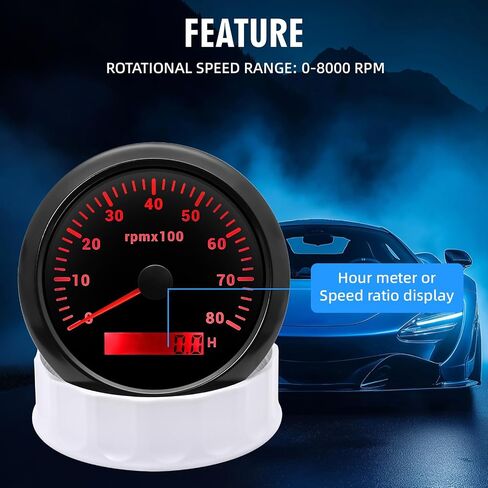 مقياس سرعة الدوران RPM للسيارة 0-8000 دورة في الدقيقة 3-3/8 " in Kuwait