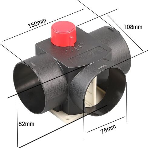 Generic 75MM Vavle Flap Adjustable Air Diesel Heater Vent Ducting T Branch Splitter Exhaust Pipe Joiner Connector For Car Truck Camper, Black in Saudi Arabia