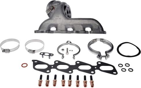 KarParts360 For Chevy Sonic 2012-2019 Exhaust Manifold | Cast Iron | Metallic Gray | With Inlet And Outlet Gasket | With 8 Nuts/2 Worm Clamps/2 Turbo-Clamps/1 O-Ring/4 Bushings | 25198550, 55565353 in Saudi Arabia