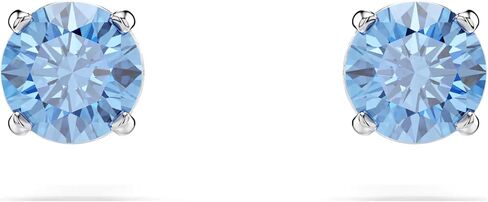 Swarovski Stilla Attract stud earrings, Round cut, Blue, Rhodium finish in Saudi Arabia