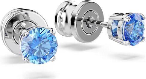 Swarovski Stilla Attract stud earrings, Round cut, Blue, Rhodium finish in Saudi Arabia