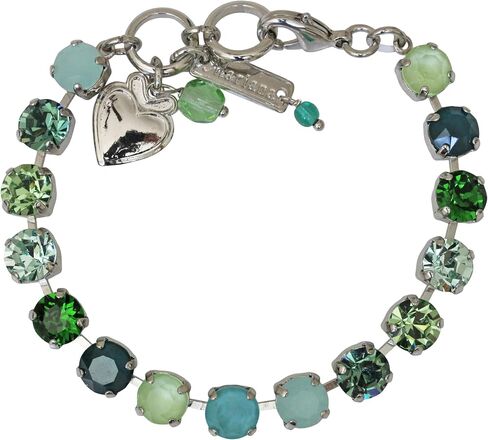 Mariana Rhodium Plated Fern Classic Everyday Tennis Bracelet ، Green Mix B-4252-2143-RO in Saudi Arabia