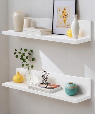 أرفف عائمة طويلة للجدار، أرفف تخزين مقاس 24 بوصة لمطبخ غرفة النوم وغرفة المعيشة، رف كبير مثبت على الحائط لمنظم عرض نباتات الكتب، ديكور منزلي ريفي طبيعي من الخشب الصلب in Kuwait