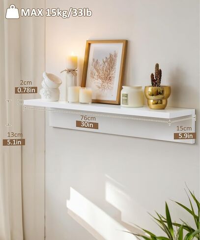 أرفف عائمة طويلة للجدار، أرفف تخزين مقاس 24 بوصة لمطبخ غرفة النوم وغرفة المعيشة، رف كبير مثبت على الحائط لمنظم عرض نباتات الكتب، ديكور منزلي ريفي طبيعي من الخشب الصلب in Kuwait