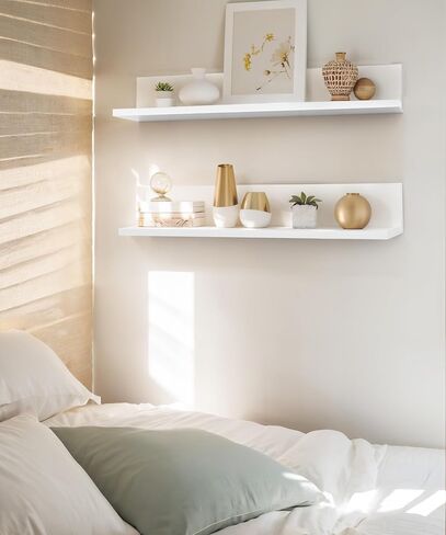 أرفف عائمة طويلة للجدار، أرفف تخزين مقاس 24 بوصة لمطبخ غرفة النوم وغرفة المعيشة، رف كبير مثبت على الحائط لمنظم عرض نباتات الكتب، ديكور منزلي ريفي طبيعي من الخشب الصلب in Kuwait