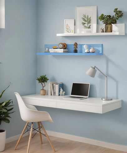 أرفف عائمة طويلة للجدار، أرفف تخزين مقاس 24 بوصة لمطبخ غرفة النوم وغرفة المعيشة، رف كبير مثبت على الحائط لمنظم عرض نباتات الكتب، ديكور منزلي ريفي طبيعي من الخشب الصلب in Kuwait