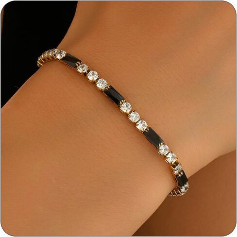 Tennis Bracelet for Women 18K Gold Plated Cubic Zirconia Bracelet Dainty Diamond Adjustable Bracelet Trendy Jewelry Gift in Kuwait