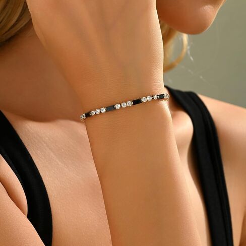 Tennis Bracelet for Women 18K Gold Plated Cubic Zirconia Bracelet Dainty Diamond Adjustable Bracelet Trendy Jewelry Gift in Kuwait
