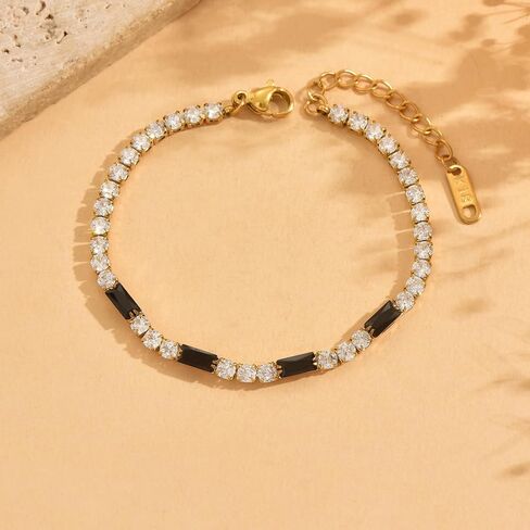 Tennis Bracelet for Women 18K Gold Plated Cubic Zirconia Bracelet Dainty Diamond Adjustable Bracelet Trendy Jewelry Gift in Kuwait