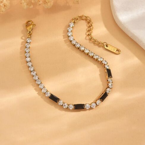 Tennis Bracelet for Women 18K Gold Plated Cubic Zirconia Bracelet Dainty Diamond Adjustable Bracelet Trendy Jewelry Gift in Kuwait