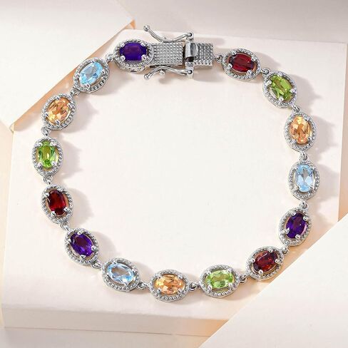 تسوق LC تسليم Joy Birthstone Tennis أساور للنساء العصرية - أساور الصداقة في 925 Sterling Silver Platinum - هدايا عيد ميلاد مجوهرات الأحجار الكريمة اللطيفة لها من 6.5-7.25 بوصة in Saudi Arabia