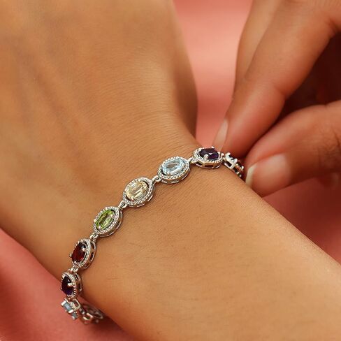 تسوق LC تسليم Joy Birthstone Tennis أساور للنساء العصرية - أساور الصداقة في 925 Sterling Silver Platinum - هدايا عيد ميلاد مجوهرات الأحجار الكريمة اللطيفة لها من 6.5-7.25 بوصة in Saudi Arabia