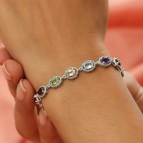 تسوق LC تسليم Joy Birthstone Tennis أساور للنساء العصرية - أساور الصداقة في 925 Sterling Silver Platinum - هدايا عيد ميلاد مجوهرات الأحجار الكريمة اللطيفة لها من 6.5-7.25 بوصة in Saudi Arabia