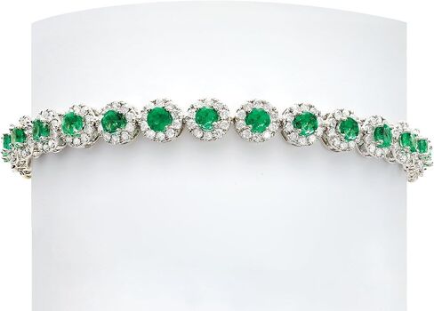 روس سايمونز 3.20 CT. T.W. الزمرد و 2.68 CT. T.W. سوار تنس الماس بالذهب الأبيض 14 كيلو بايت in Saudi Arabia