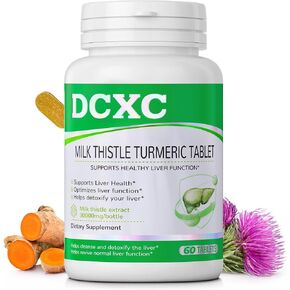 Liver Detox Supplement,30000mg Milk Thistle Turmeric Tablet,Stay up Late – Supports Liver Health – 60 Tablets in Saudi Arabia