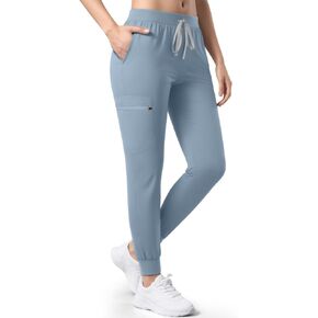 Medical Scrub Pants for Women, Soft Jogger Pant Scrub Bottoms with Zip Pocket Drawstring Mid-Rise Yoga Slim Cargo Pants in Kuwait
