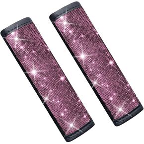 2PCS Bling Car Seat Belt Shoulder Pads, Rhinestone Auto Seatbelt Cushion, Vehicle Seat Strap Cover for Women, Car Interior Decoration Accessories for Truck, SUV (Pink) in Kuwait