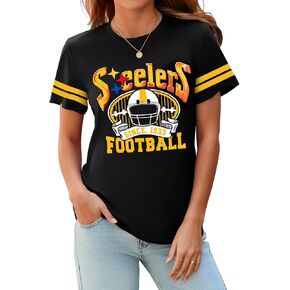 Football Shirt for Women Game Day Shirt Football Fans Shirt Mom Tee Casual Short Sleeve Tops in Kuwait