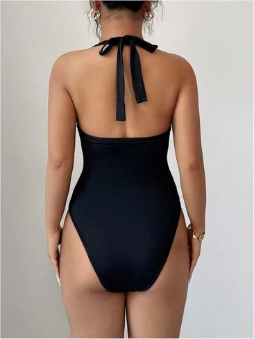 Milumia Women's Y2k Backless Halter Bodysuit Sleeveless Tie Back Scalloped Going Out Tank Tops in Saudi Arabia