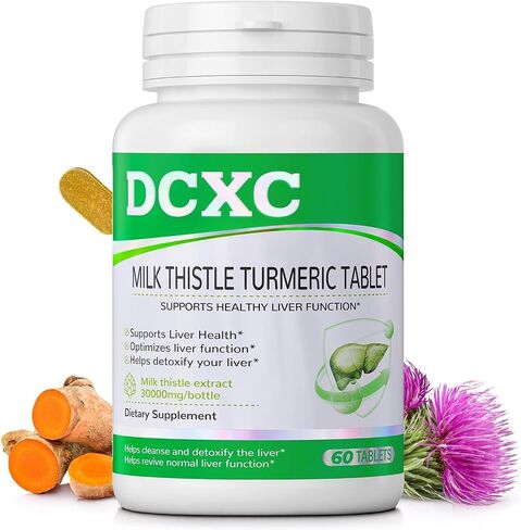Liver Detox Supplement,30000mg Milk Thistle Turmeric Tablet,Stay up Late – Supports Liver Health – 60 Tablets in Saudi Arabia