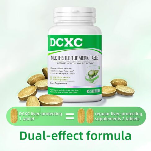 Liver Detox Supplement,30000mg Milk Thistle Turmeric Tablet,Stay up Late – Supports Liver Health – 60 Tablets in Saudi Arabia