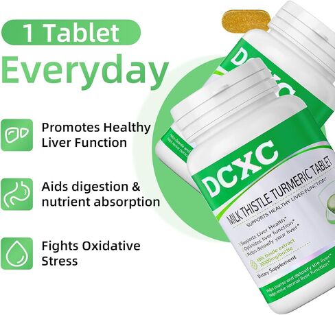 Liver Detox Supplement,30000mg Milk Thistle Turmeric Tablet,Stay up Late – Supports Liver Health – 60 Tablets in Saudi Arabia