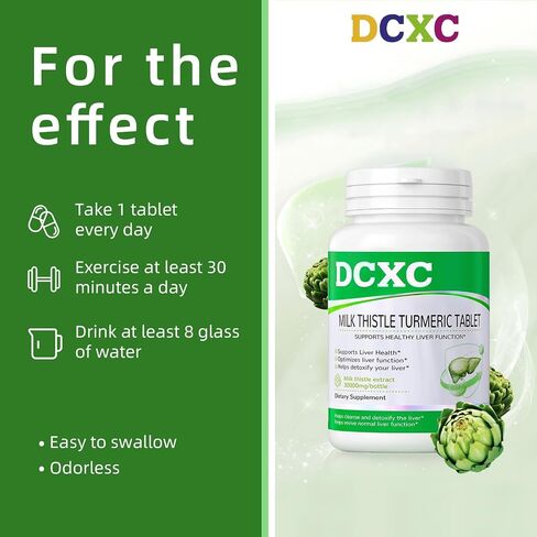 Liver Detox Supplement,30000mg Milk Thistle Turmeric Tablet,Stay up Late – Supports Liver Health – 60 Tablets in Saudi Arabia