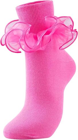 Dicry Socks for Women Big Ruffle Socks with Turn Cuff and Double Lace in Kuwait