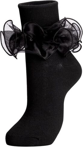 Dicry Socks for Women Big Ruffle Socks with Turn Cuff and Double Lace in Kuwait
