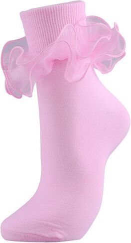 Dicry Socks for Women Big Ruffle Socks with Turn Cuff and Double Lace in Kuwait